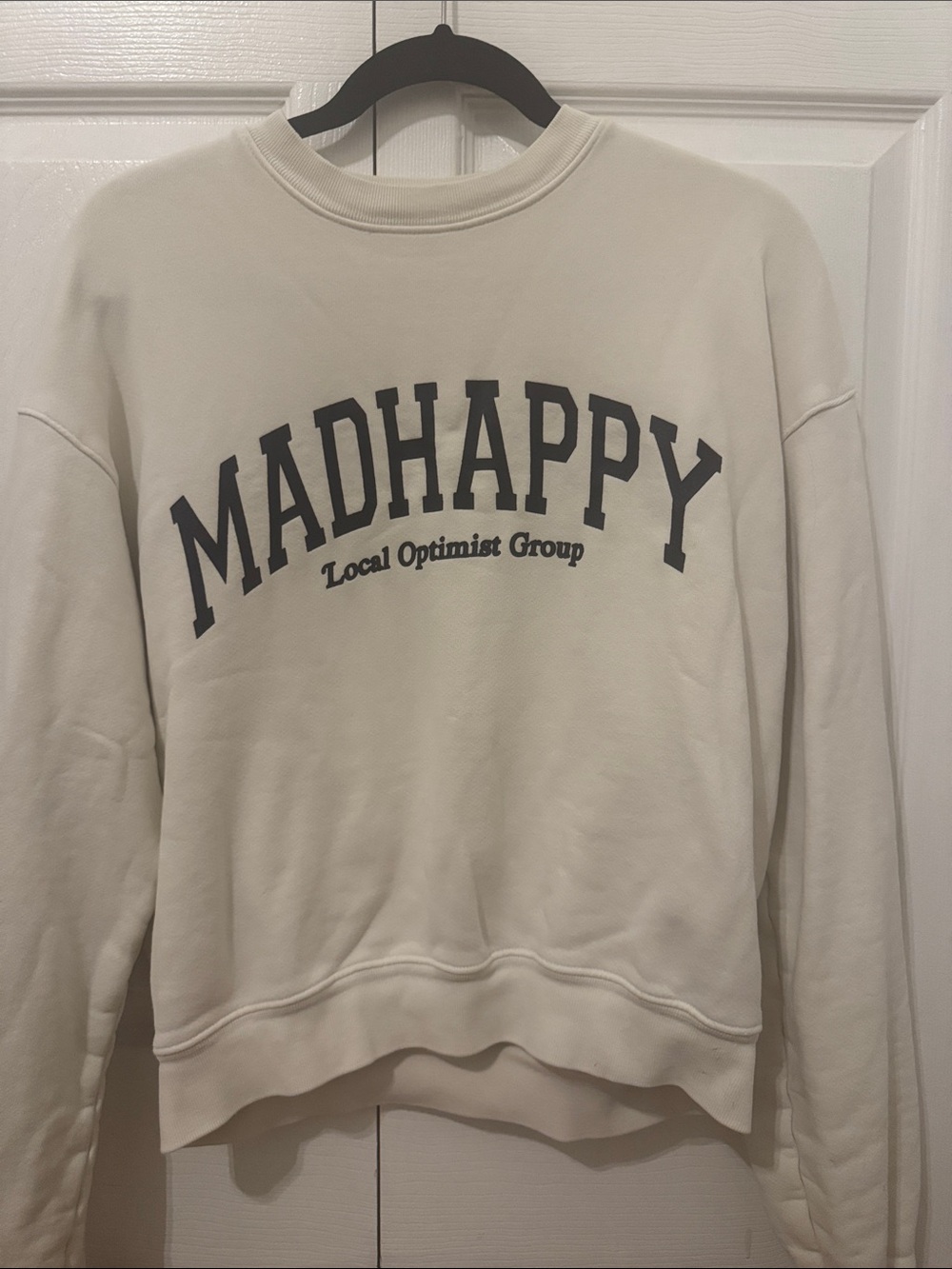 Madhappy Cream Crewneck with Navy Logo